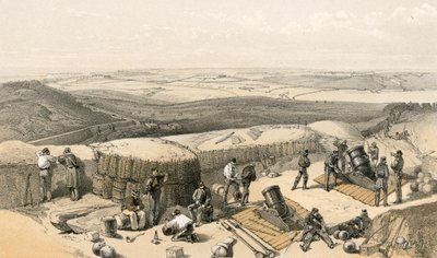 الأعمال الجديدة في حصار سيباستوبول على الهجوم الصحيح ، من مدفع الهاون على يمين بطارية جوردون بواسطة وليام كريميا سيمبسون