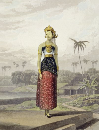 A Peng'anten Wadon أو Bride ، اللوحة 18 من المجلد الأول من "تاريخ جافا" لتوماس ستامفورد رافلز (1781-1826) ، حانة. 1817 (أكواتينت) بواسطة وليام دانييل