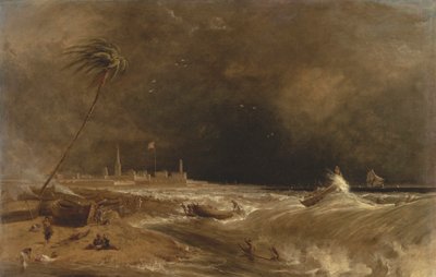 مدراس ، أو حصن سانت جورج ، في خليج البنغال - A Squall Passing Off [1833 ، الأكاديمية الملكية للفنون ، لندن ، كتالوج المعرض] بواسطة وليام دانييل