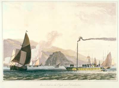 القارب البخاري على كلايد بالقرب من دمبارتون ، c1814 بواسطة وليام دانييل