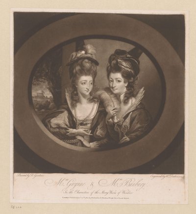 Portret van Mary Gwyn en Catherine Bunbury السيدة جوين والسيدة بنبري ، / في شخصيات Merry Wives of Windsor (العنوان على الكائن) بواسطة دانيال جاردنر