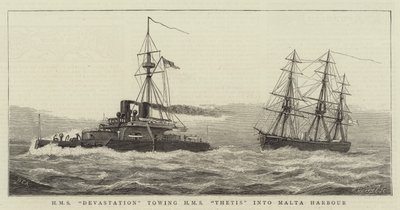 تدمير السفينة HMS Thetis في ميناء مالطا بواسطة وليام إدوارد أتكينز