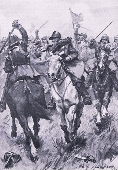 صراع الفرسان في دنبار 3 سبتمبر 1650 ، التوضيح من المعارك البريطانية على البر والبحر ، 1915 بواسطة وليام إدوارد ستوت
