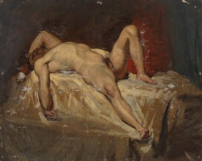 ذكر عاري مستلقي ، الركبة اليسرى المرفوعة ، 1815-1845 بواسطة وليام إيتي