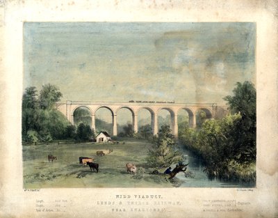 جسر نيد ، سكة حديد ليدز وتيرسك ، بالقرب من كناريسبرو ، حوالي عام 1850 (حجر ملون على الورق) بواسطة وليام فريدريك فافييل