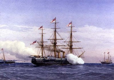 HMS Bacchante مع HM Yacht Osborne بواسطة وليام فريدريك ميتشل