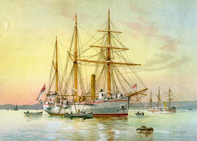 HMS Bramble ، زورق حربي من الدرجة الأولى في البحرية الملكية ، c1890-c1893. بواسطة وليام فريدريك ميتشل