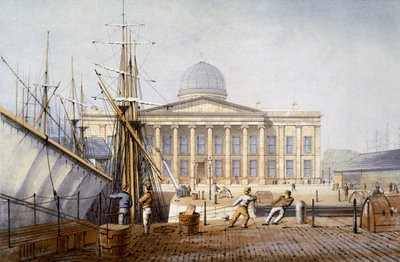 مبنى الجمارك ومبنى الإيرادات ، من `` Modern Liverpool Illustrated Illustrated &39;&39; ، منقوش بواسطة William Gavin Herdman و James Orr Marples ، مع وصف من A. Pickering ، نشر عام 1864 بواسطة ويليام جافين هيردمان