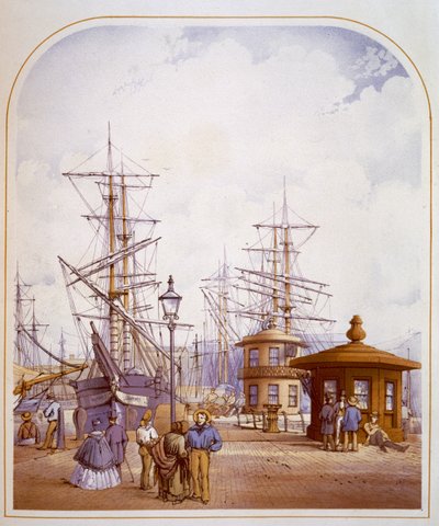 Waterloo Docks ، من `` Modern Liverpool Illustrated &39;&39; ، منقوش بواسطة William Gavin Herdman و James Orr Marples ، مع أوصاف كتبها A. Pickering ، نشر عام 1864 بواسطة ويليام جافين هيردمان