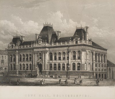 تاون هول ، ولفرهامبتون ، c.1871 بواسطة وليام جريتباتش
