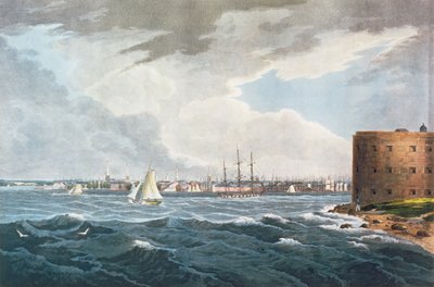 نيويورك ، من جزيرة جفرنر ، نقشها آي هيل ، حانة. هنري إ. ميجارسي ، نيويورك ، 1820 (ألوان مائية) بواسطة وليام غي وول