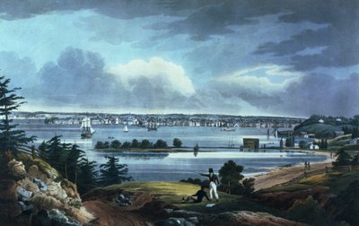 نيويورك من مرتفعات بالقرب من بروكلين ، 1820-23 (ألوان مائية) بواسطة وليام غي وول