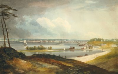 نيويورك من مرتفعات بالقرب من بروكلين ، كاليفورنيا. 1820-23. بواسطة وليام غي وول