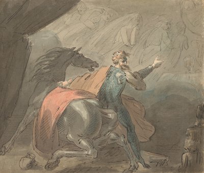ملك وحصان مع النساء الشبح ، 1770-80. بواسطة وليام هاملتون