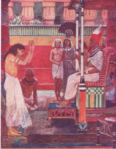 يروي فرعون حلمه للحكماء ، من قصة الكتاب المقدس التي نشرها Hodder & Stoughton ، c.1930 بواسطة وليام هاثريل