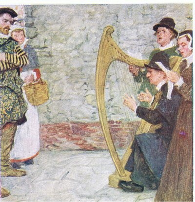 يستمع شكسبير لمغنيي الأغاني القريبة من Somerset House ، من My Magazine ، pub.1922 بواسطة وليام هاثريل