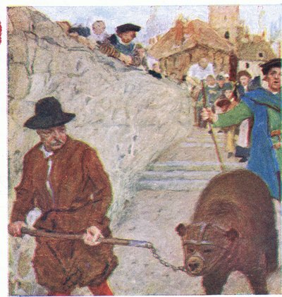 يشاهد شكسبير دبًا في طريقه إلى حديقة الدب في Bankside ، من My Magazine ، pub.1922 بواسطة وليام هاثريل