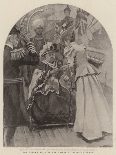 زيارة الملكة لأمير ويلز في كاوز بواسطة William Hatherell