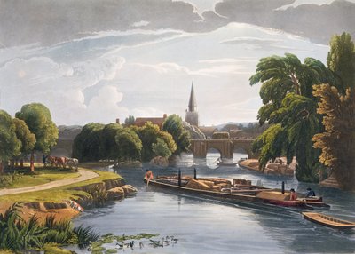 جسر وكنيسة أبينجدون ، نقشها روبرت هافيل الأصغر (1793-1878) نشرت عام 1818 (أكواتينت) بواسطة وليام هافل