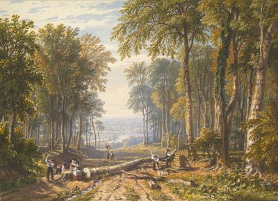 حطابون في بارك بليس ، هينلي ، نهر التايمز بيوند ، كاليفورنيا. 1826. بواسطة وليام هافل