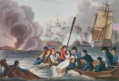 حكاية في معركة ترافلغار ، نقشها ماثيو دوبورج (fl.1813-20) من الحكايات التاريخية والعسكرية والبحرية. بواسطة إدوارد أورم (1774-ج 1820) 1817 (أكواتينت) بواسطة وليام هيث