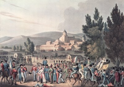 معركة فيتوريا ، 1813 ، إحضار السجناء ، محفوراً من قبل كلارك ، مائي بواسطة M. DuBourg (aquatint) بواسطة وليام هيث