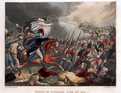 دوق ويلينغتون (1769-1852) مع القوات التي تتقدم في معركة واترلو ، التوضيح من قصيدة سردية للدكتور سينتاكس ، 1818 (ألوان مائية) بواسطة وليام هيث