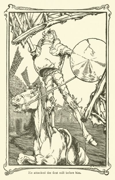 رسم توضيحي لـ Don Quixote (litho) بواسطة وليام هيث روبنسون