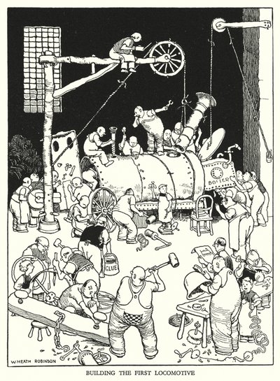 رسم توضيحي للسكك الحديدية Ribaldry بواسطة W Heath Robinson (litho) بواسطة وليام هيث روبنسون