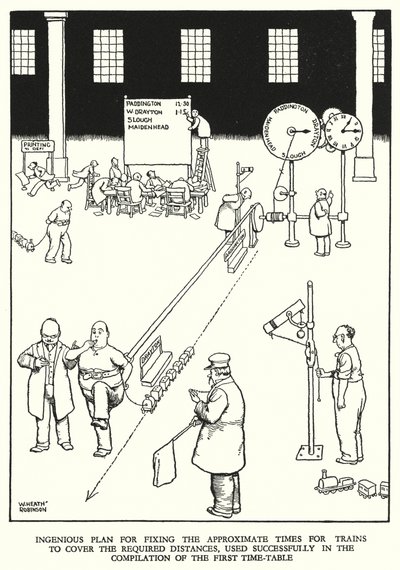 رسم توضيحي للسكك الحديدية Ribaldry بواسطة W Heath Robinson (litho) بواسطة وليام هيث روبنسون