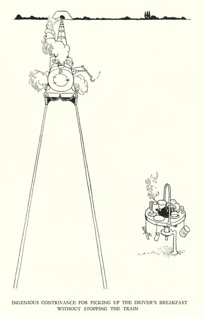 رسم توضيحي للسكك الحديدية Ribaldry بواسطة W Heath Robinson (litho) بواسطة وليام هيث روبنسون