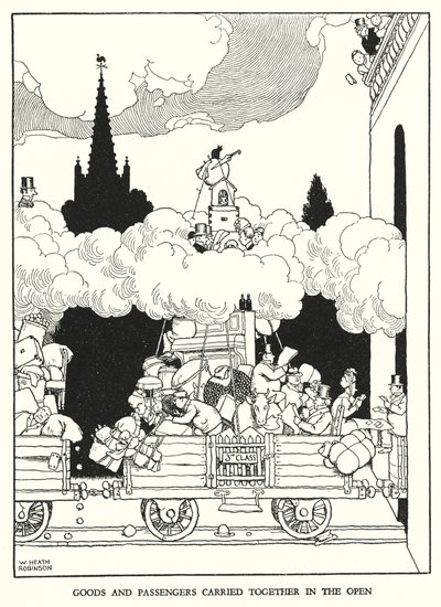 رسم توضيحي للسكك الحديدية Ribaldry بواسطة W Heath Robinson (litho) بواسطة وليام هيث روبنسون
