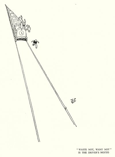 رسم توضيحي للسكك الحديدية Ribaldry بواسطة W Heath Robinson (litho) بواسطة وليام هيث روبنسون