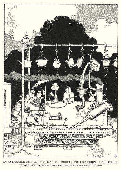 رسم توضيحي للسكك الحديدية Ribaldry بواسطة W Heath Robinson (litho) بواسطة وليام هيث روبنسون