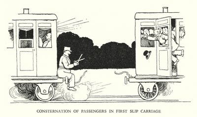 رسم توضيحي للسكك الحديدية Ribaldry بواسطة W Heath Robinson (litho) بواسطة وليام هيث روبنسون