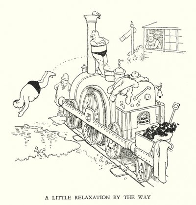 رسم توضيحي للسكك الحديدية Ribaldry بواسطة W Heath Robinson (litho) بواسطة وليام هيث روبنسون