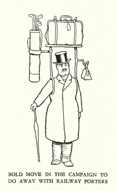 رسم توضيحي للسكك الحديدية Ribaldry بواسطة W Heath Robinson (litho) بواسطة وليام هيث روبنسون
