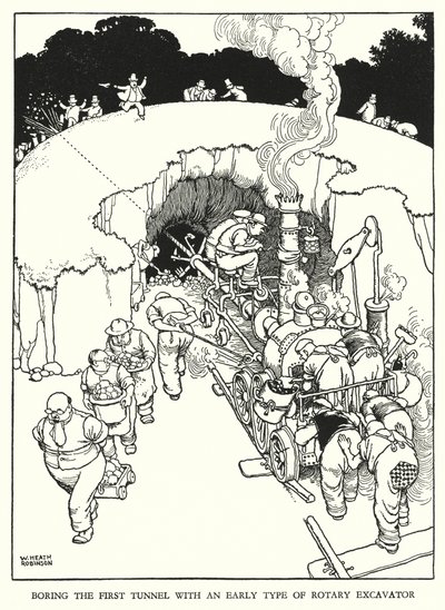 رسم توضيحي للسكك الحديدية Ribaldry بواسطة W Heath Robinson (litho) بواسطة وليام هيث روبنسون