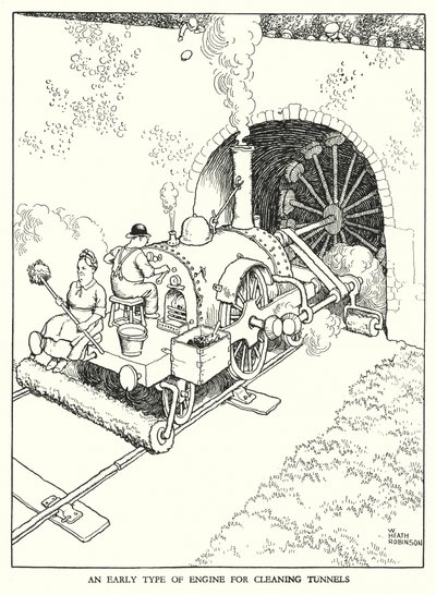 رسم توضيحي للسكك الحديدية Ribaldry بواسطة W Heath Robinson (litho) بواسطة وليام هيث روبنسون