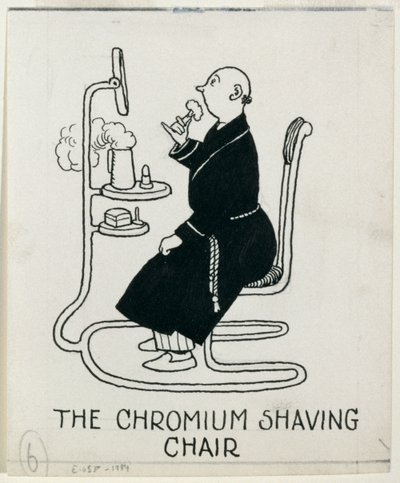 "كرسي الحلاقة Chromium" ، تفاصيل من "كيف تعيش في شقة" ، نُشر عام 1936 بواسطة وليام هيث روبنسون