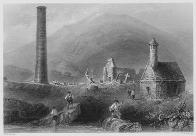برج دائري ، إلخ ، Glendalough ، مقاطعة Wicklow (نقش) بواسطة وليام هنري (بعد) بارتليت