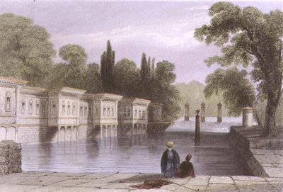 قصر المياه العذبة ، اسطنبول ، نقش بواسطة دبليو موسمان ، حوالي 1850 (مائي) بواسطة وليام هنري (بعد) بارتليت