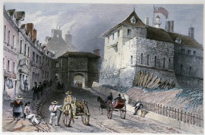 La porte "" Priscott Gate "في مدينة كيبيك ، كندا - في" "المشهد الكندي المصور" بقلم ويليام هنري بارتليت ، محرر. جورج الفضيلة بواسطة وليام هنري بارتليت