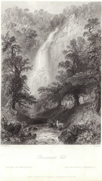 تقع Powerscourt على نهر Dargle بواسطة وليام هنري بارتليت