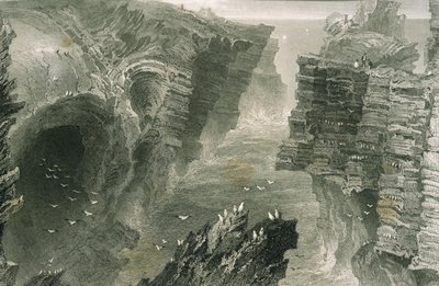 Puffin Hole at Kilkee ، County Clare ، Ireland ، from &39;Scenery and Antiques in Ireland&39; by George Virtue ، 1860s بواسطة وليام هنري بارتليت