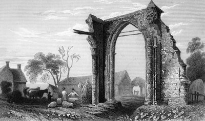بقايا Bycknacre Priory ، Essex ، محفورة بواسطة William Tombleson ، 1832 بواسطة وليام هنري بارتليت