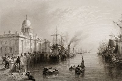 The Custom House ، دبلن ، من "مشهد وآثار أيرلندا" لجورج فيرت ، 1860 بواسطة وليام هنري بارتليت