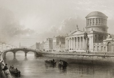 المحاكم الأربع ، دبلن ، من "مشهد وآثار أيرلندا" لجورج فيرت ، 1860 بواسطة وليام هنري بارتليت