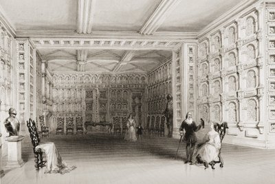 The Oak Room ، Malahide Castle ، مقاطعة دبلن ، أيرلندا ، من &39;Scenery and Antiquities of Ireland&39; بواسطة جورج Virtue ، 1860s بواسطة وليام هنري بارتليت