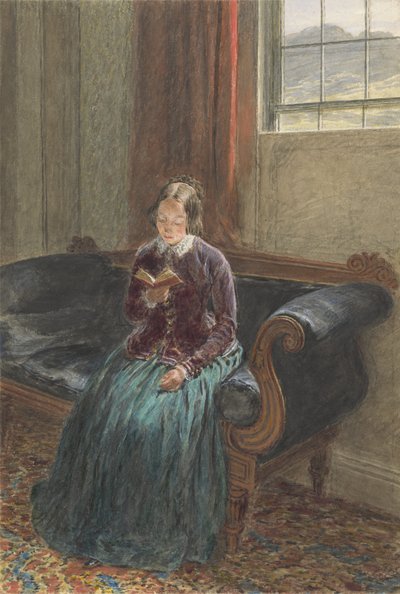 سيدة القراءة ، تسمى السيدة ويليام هانت ، c.1835 (الغواش و wc فوق الجرافيت على الورق) بواسطة وليام هنري هنت